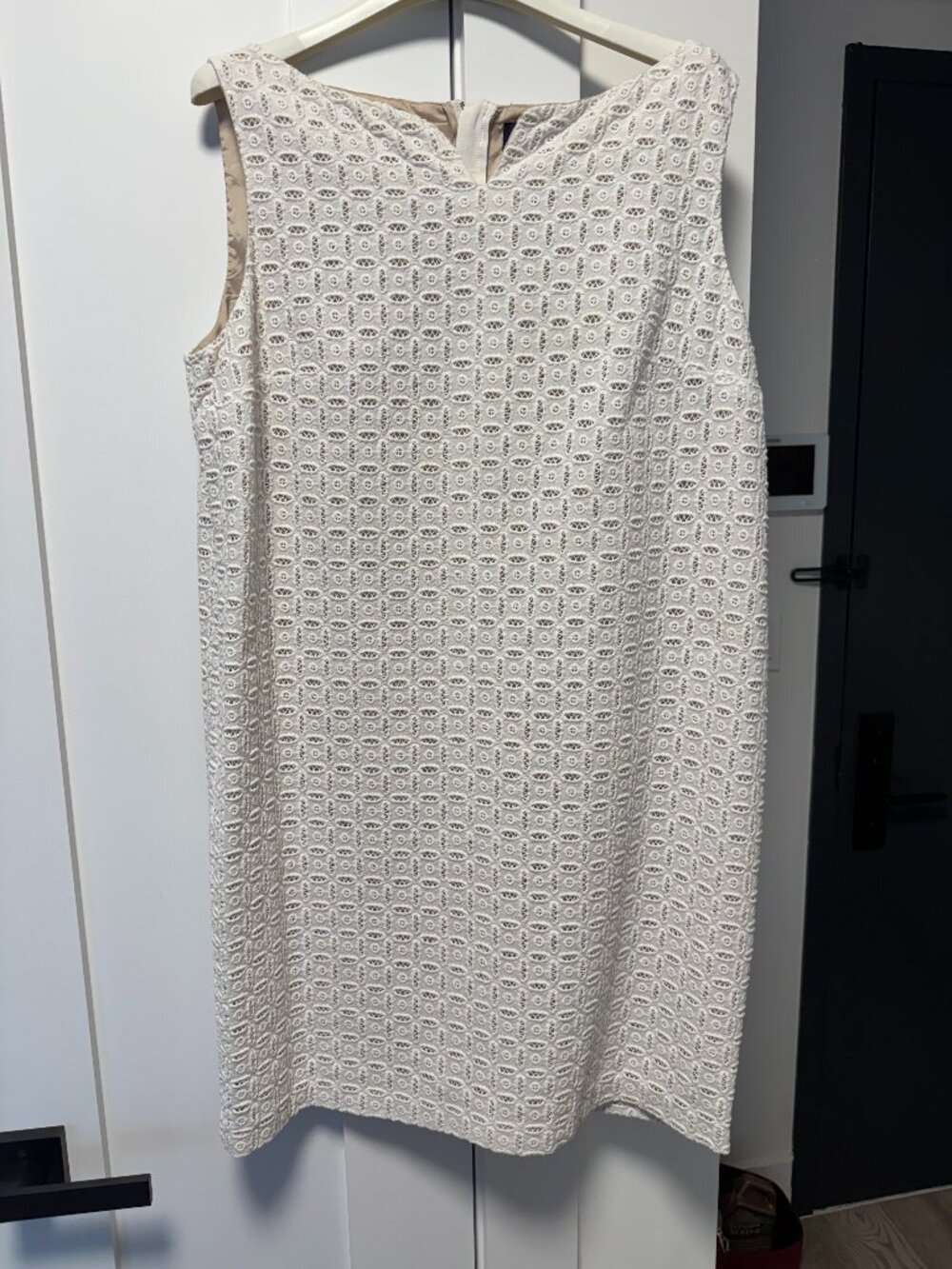 Piazza Sempione Cream Cotton Eyelet Shift Dress